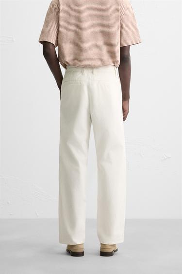 PANTALON RELAXED FIT PLIS - Blanc cassé de Zara - Image 2