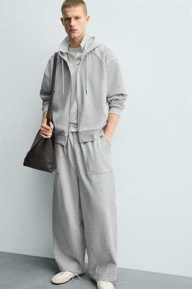 PANTALON DE JOGGING COUPE BALLON AVEC PIÈCE - Gris chiné de Zara - Image 4