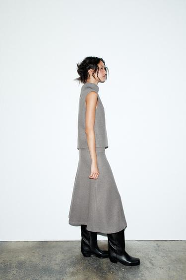 SOFT A-LINE SKIRT - Grey by Zara