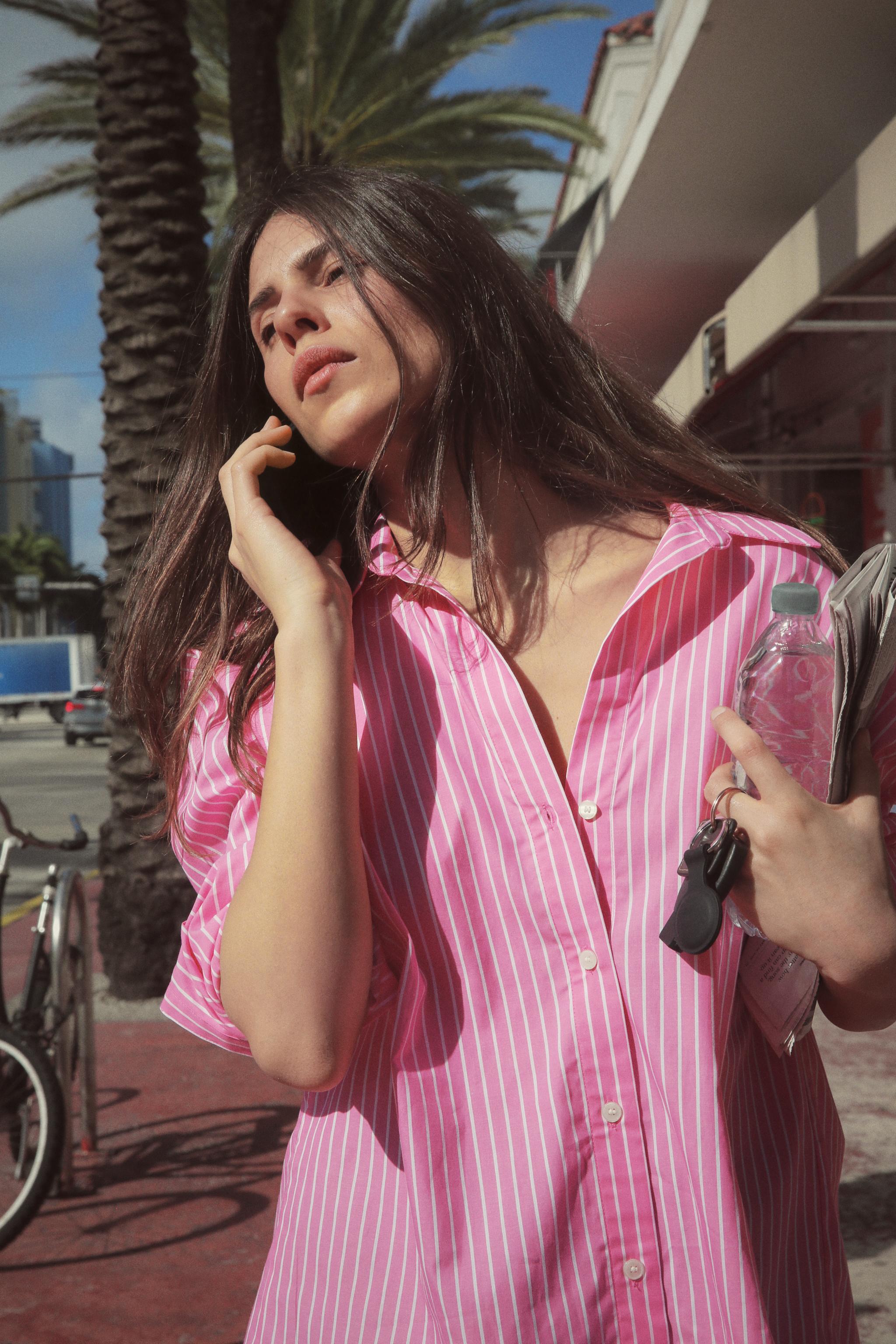 Rosa Fiusha Camiseta De Algodón ZARA Sin Mangas Mujer Rosa