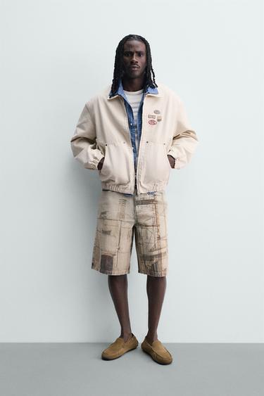 BAGGY-FIT-BERMUDASHORTS MIT ABSTRAKTEM PRINT - Bunt von Zara