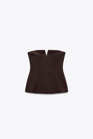 STRAPLESS TOP - Brown by Zara - Image 5
