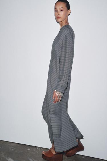 ROBE CHEMISE RAYURES ZW COLLECTION - Gris anthracite de Zara - Image 1