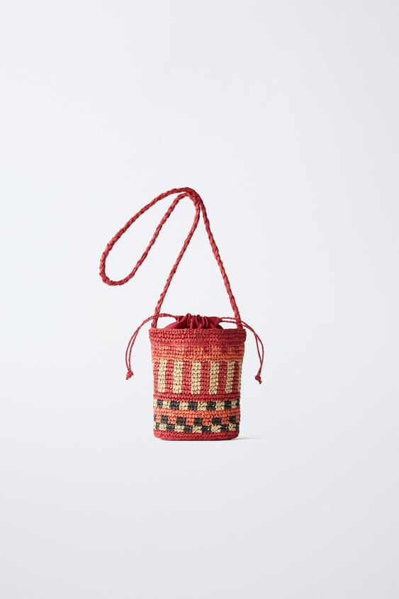 RAFFIA CROSSBODY BAG - Red by Zara - Image 0