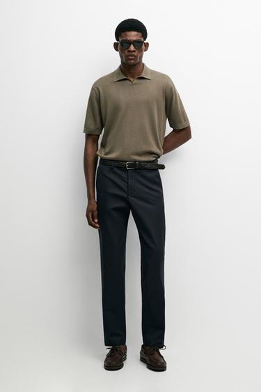 Zara 100% cotton V-neck knit polo - 549 - Image 0