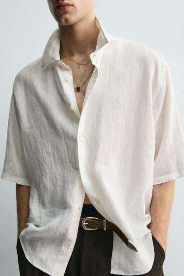 CHEMISE COUPE BOXY 100 % LIN - Blanc de Zara - Image 4