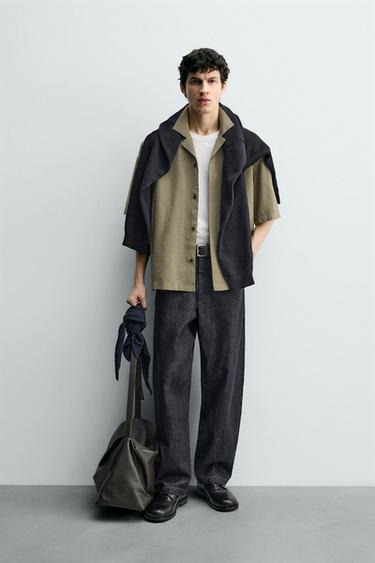 Zara 格紋飄逸襯衫 - 卡其色