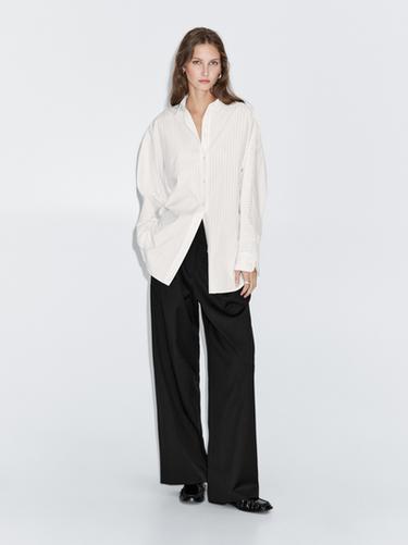Zara Striped batwing sleeve shirt - White