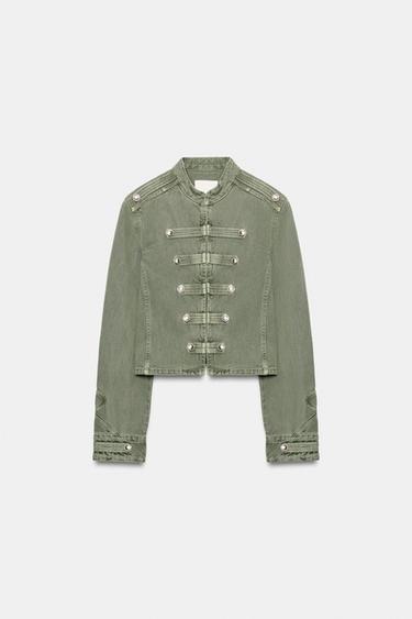 CASACO ACINTURADO COM BOTÕES - Verde da Zara