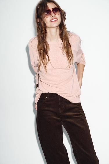 CAMISETA RÚSTICA MANGA LARGA - Rosa palo de Zara