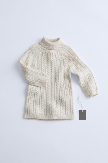 TIMELESZ - VESTIDO COM LÃ E GOLA DOBRADA - Cru da Zara - Imagem 0