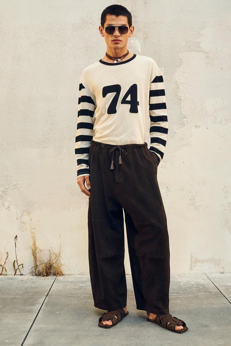 Street Striped Contrast O Neck Tops