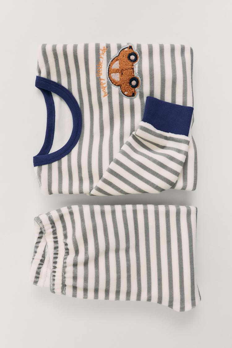 1 1 2 6 anos pijama velour rayas coche