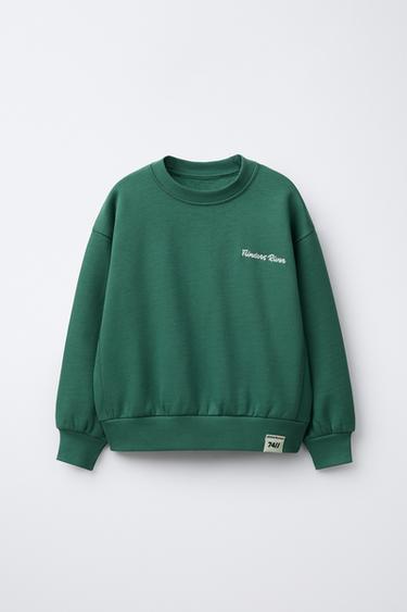 ENSEMBLE DE JOGGING AVEC SWEAT ET JOGGER À INSCRIPTION BRODÉE - Vert de Zara - Image 1