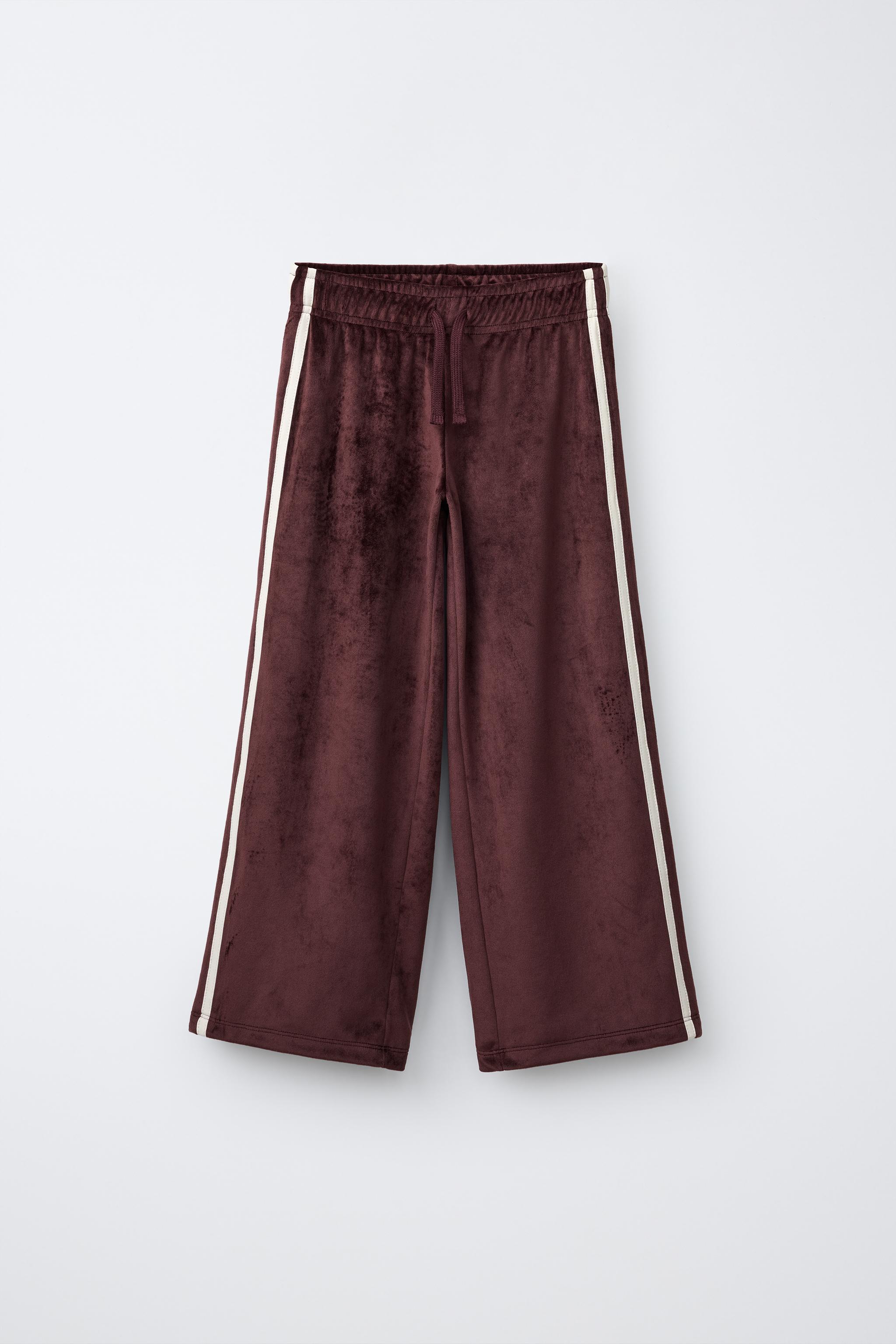 VELVET WIDE-LEG PANTS WITH CONTRAST STRIPES