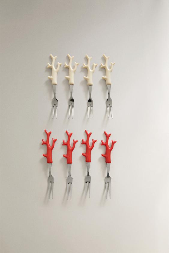 MINI-GABEL-SET KORALLE (8ER-PACK) - Stahlgrau von Zara - Bild 0