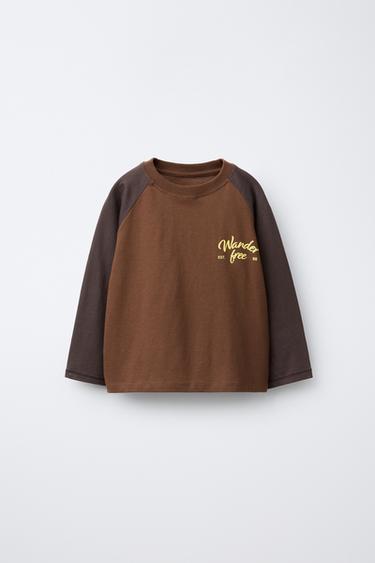 CAMISETA MANGA RANGLÁN TEXTO  - Teja de Zara - Imagen 0
