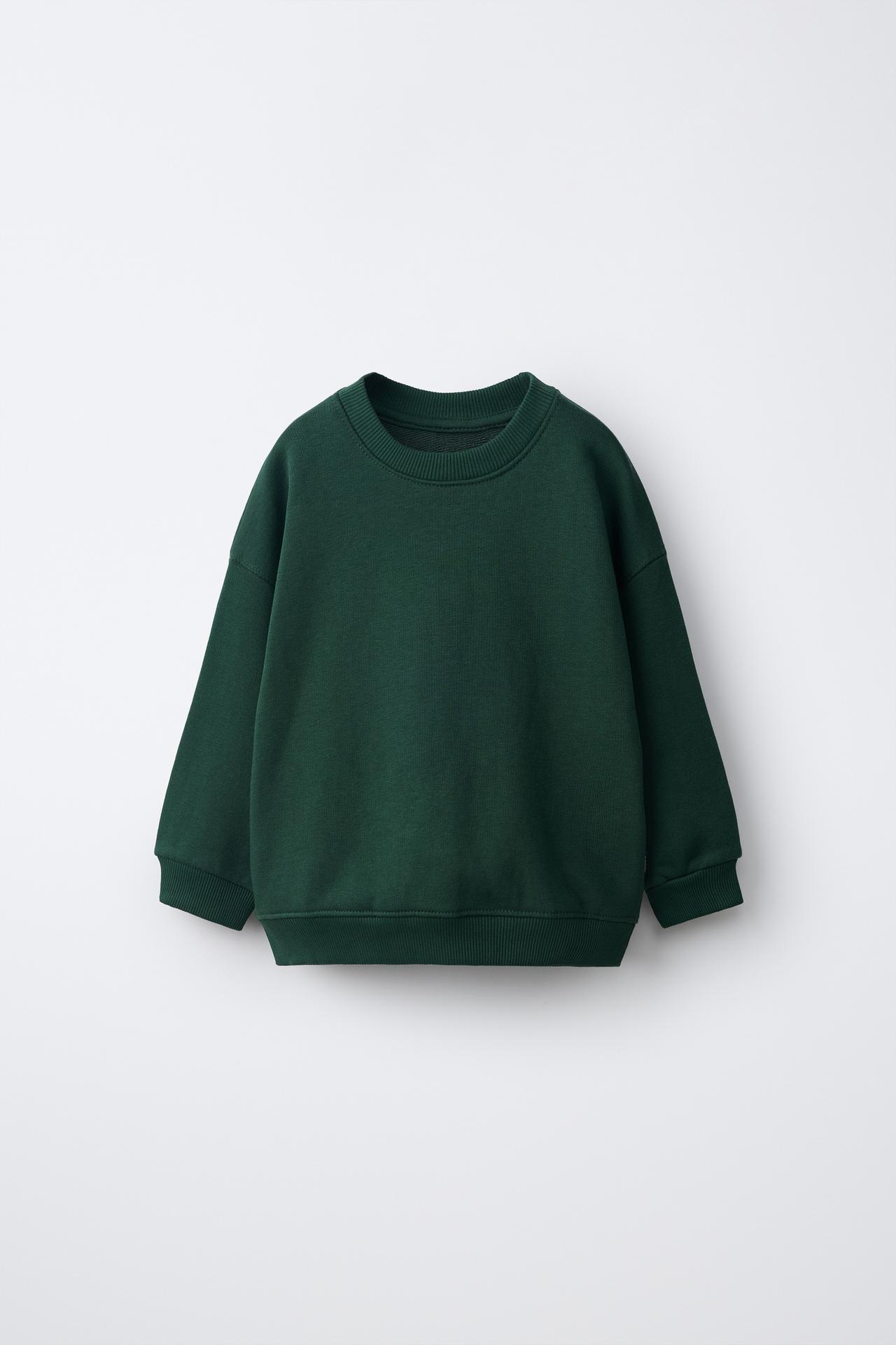 PLAIN SWEATSHIRT — Bottle green
