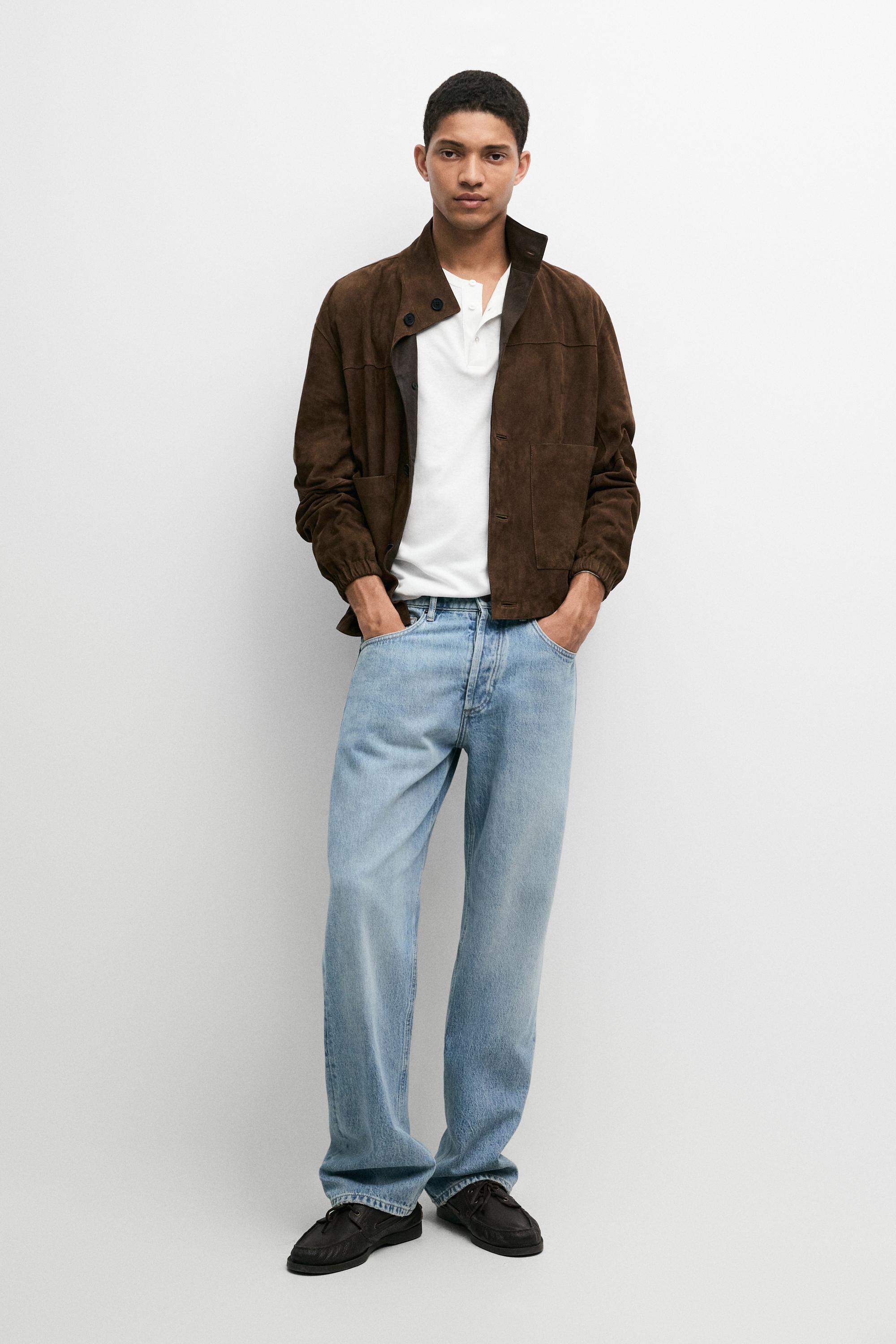 Blouson en cuir et daim