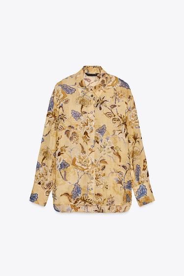 CHEMISE ESTAMPÉE RAMIE 100 % ZW COLLECTION - Jaune de Zara - Image 4