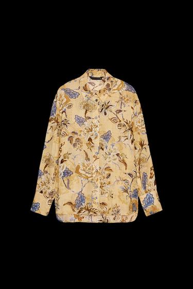 100% RAMIE PRINTED SHIRT ZW COLLECTION - Yellow von Zara - Bild 0