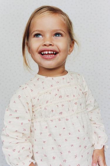 BODY MIT BLUMENMUSTER UND SPITZE - Cremefarben von Zara