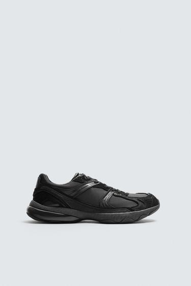 Zaras ENFÄRGADE SNEAKERS - Svart