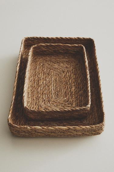 SEAGRASS TRAY BASKET - Light beige by Zara