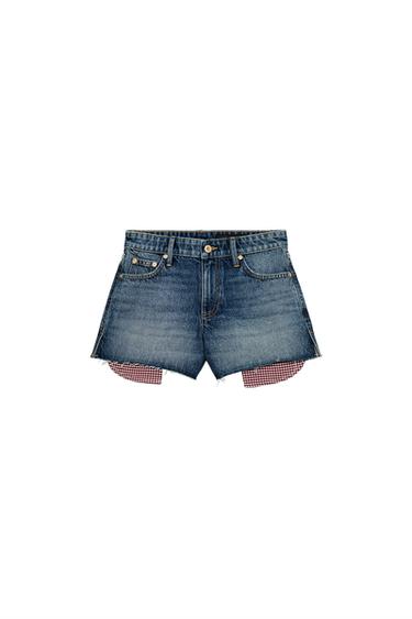 Z1975 MOM FIT SHORTS WITH FRAYED HEM - Blue by Zara
