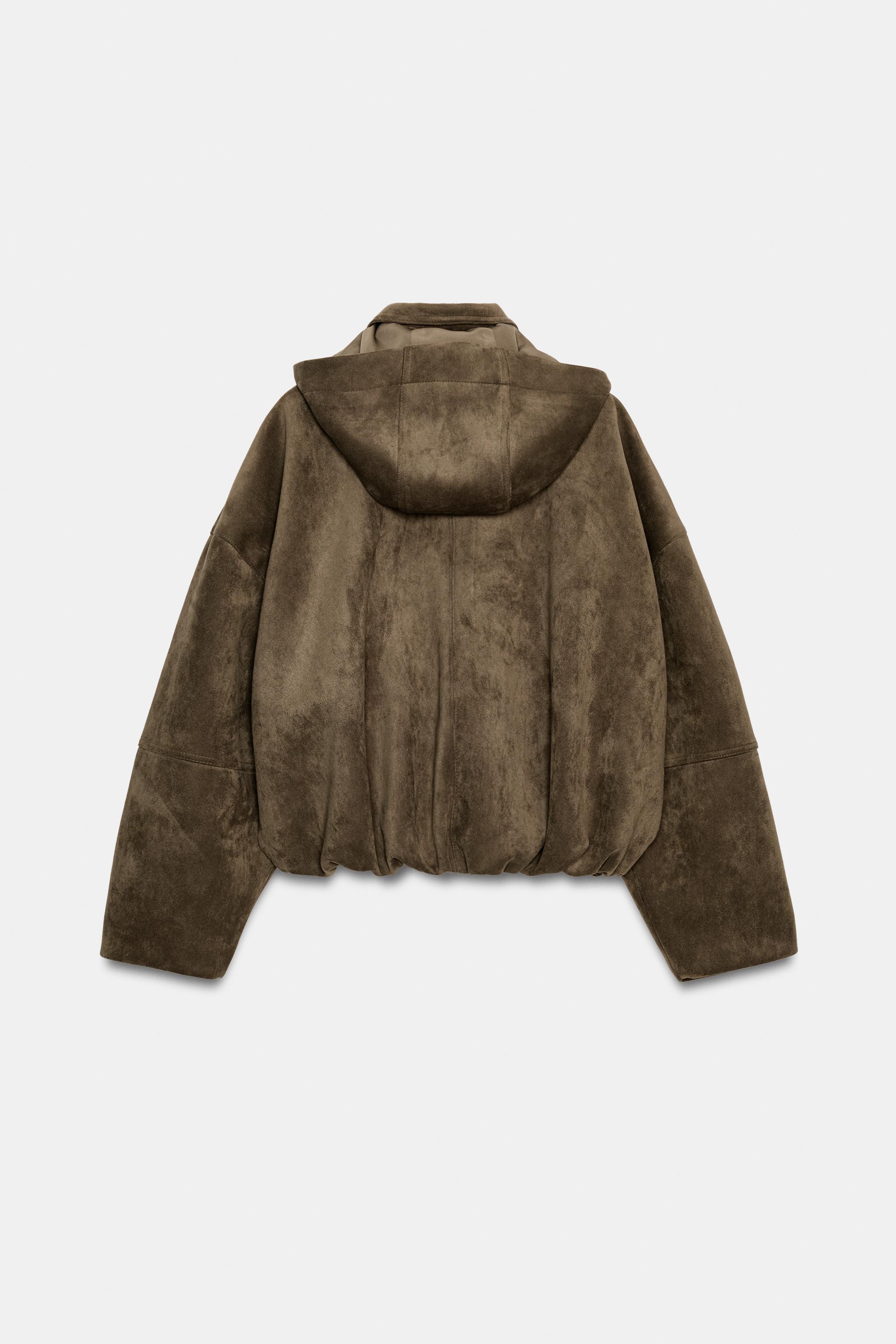 KAPÜŞONLU SUNİ SÜET OVERSIZE BOMBER CEKET - Görsel 9
