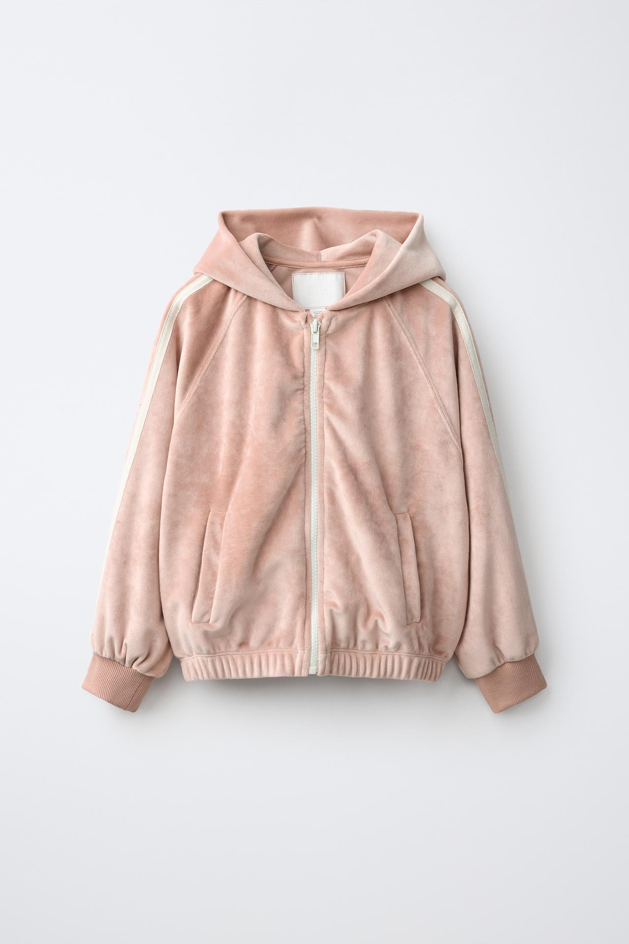 VELOUR FULL-ZIP HOODIE — Pink