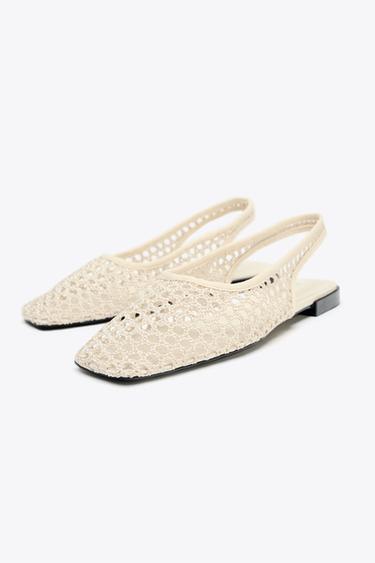 MESH SLINGBACK BALLERINAS - Ecru by Zara - Image 1