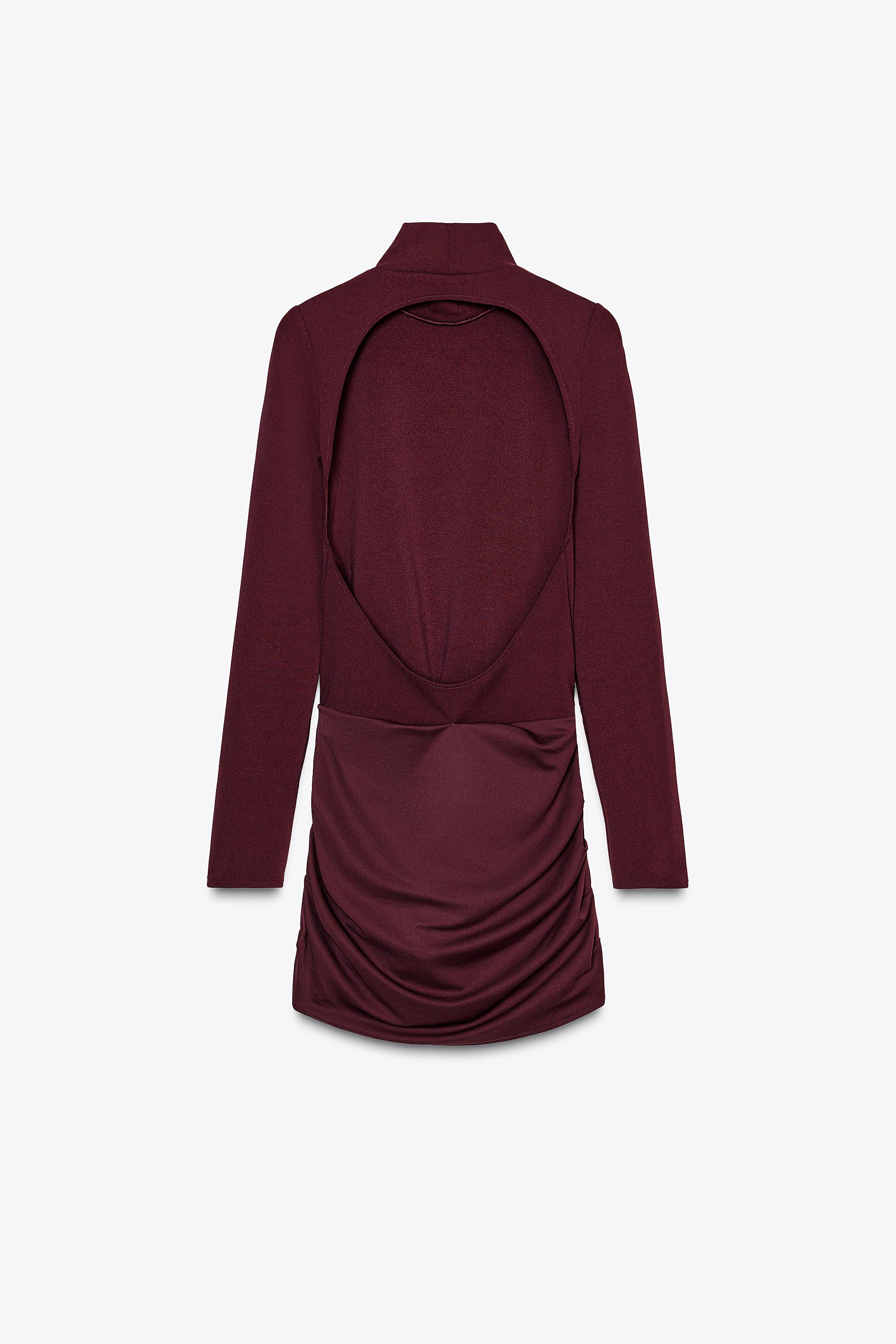 ZARA スリットショート丈ワンピース 1198/004 スリットショート丈ワンピース - バーガンディ | ZARA Japan / 日本