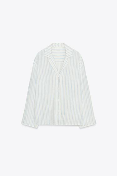 CAMISA PIJAMERA RAYAS LINO ZW COLLECTION - rayas de Zara