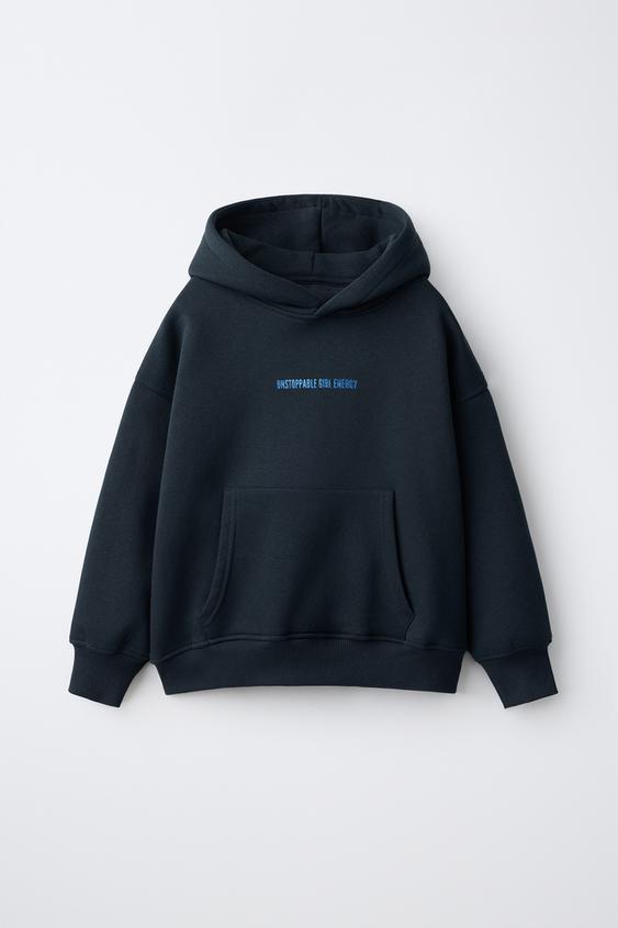 Kapuzen-Sweatshirt mit Pailletten-Flügeln - Marineblau von Zara - Bild 0