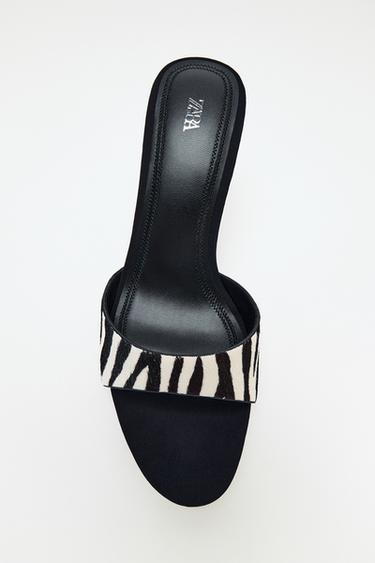 SANDALIA PIEL CON PELO ESTAMPADO - Multicolor de Zara