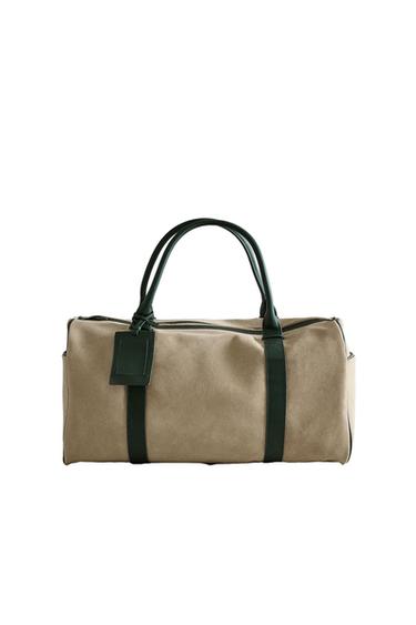 REISETASCHE AUS LEDER - Beige / Grün von Zara