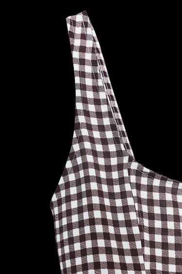 Zara GINGHAM DRESS - Brown
