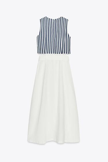 BELTED LINEN BLEND LONG DRESS - Oyster-white by Zara - Image 8