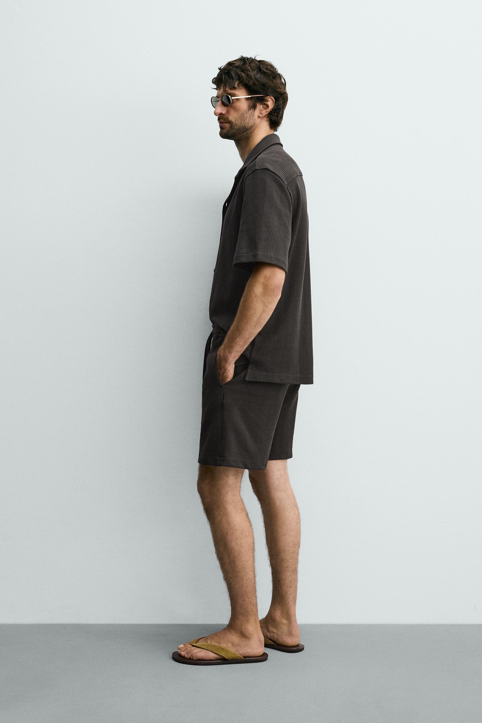 Zara DOKULU RELAXED FIT BERMUDA ŞORT görsel 4