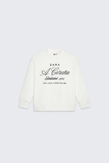 Zara 50TH ANNIVERSARY EMBROIDERED TEXT SWEATSHIRT - Oyster-white - Image 0