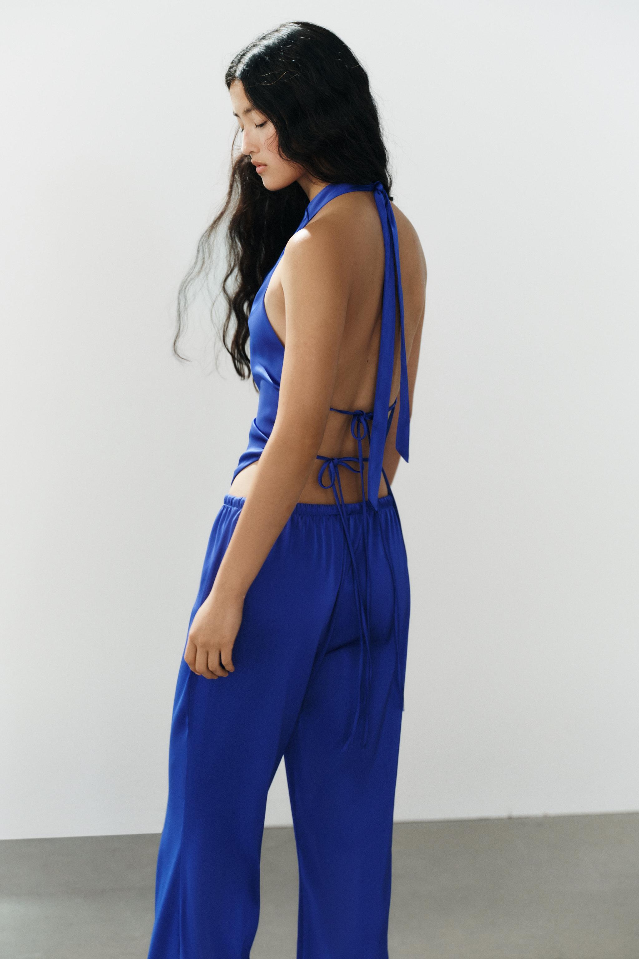 Zara Asimetrik Saten Halter Top görsel 4