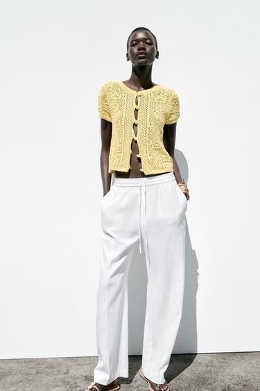 TOP PUNTO CROCHET - Amarillo de Zara