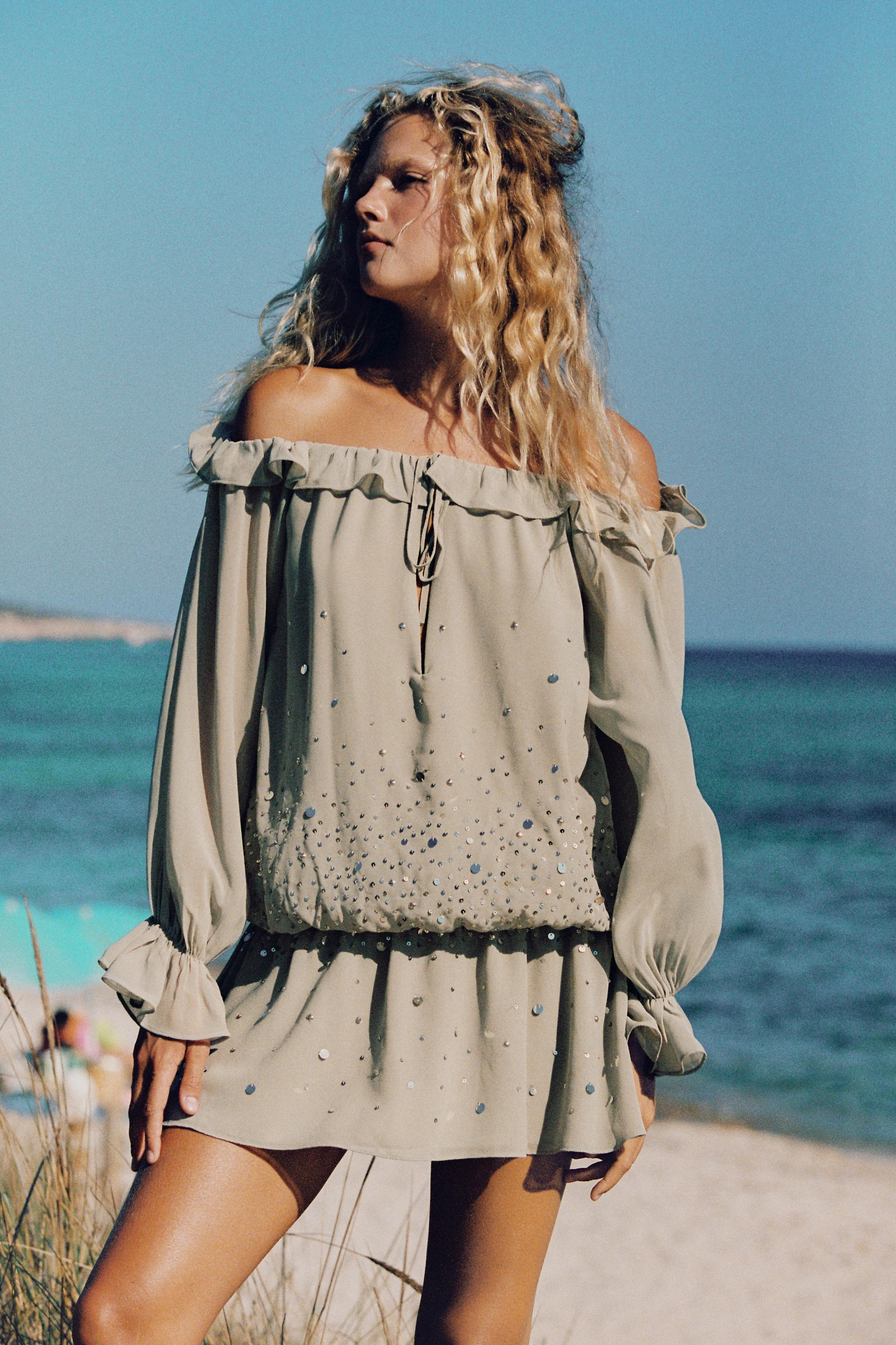 GEORGETTE SHIMMER RUFFLE MINI DRESS