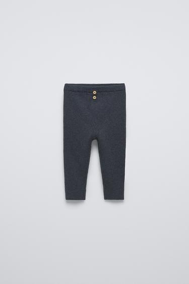 RIBBED LEGGINGS WITH BUTTONS - Charcoal grey by Zara