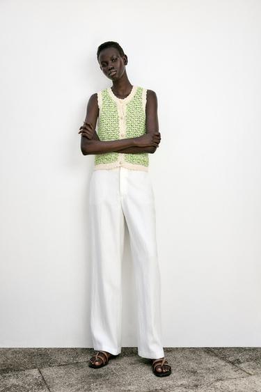 STRUCTURED KNIT VEST - Green by Zara - Image 0