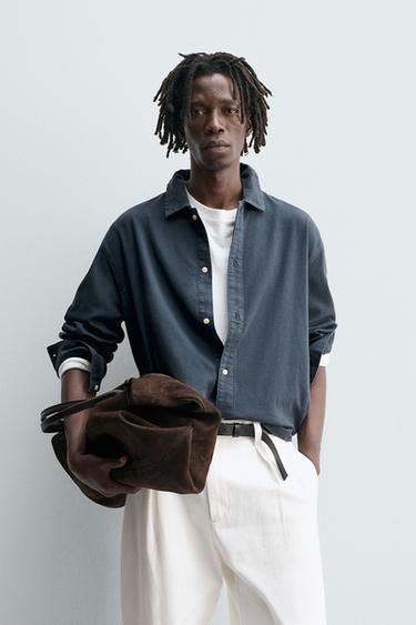 Zara COLORED DENIM SHIRT - Petrol blue