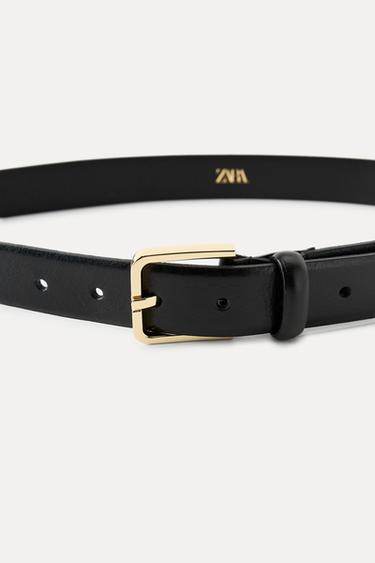 CEINTURE EN CUIR À BOUCLE CARRÉE - Noir de Zara - Image 2