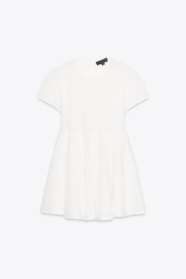 FINE KNIT SHORT PANEL DRESS - White by Zara