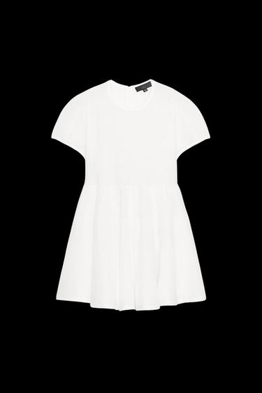 Zara FINE KNIT SHORT PANEL DRESS - White - Image 0